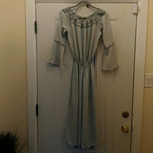 Fashionable light blue jumpsuit, 3/4 qtr length